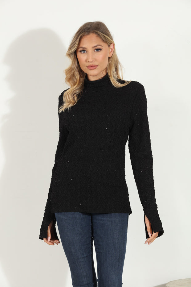 Holiday Sparkle Mock Neck Top