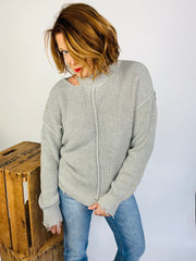Shoulder Cut-out Turtleneck Sweater