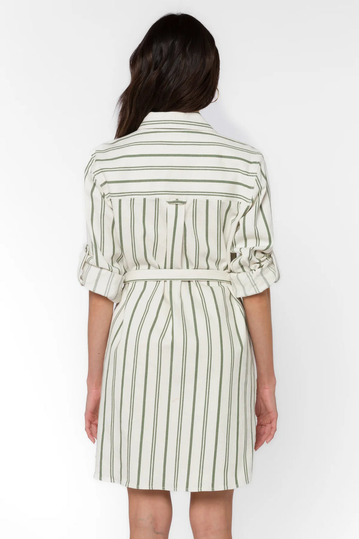 Gelsey Olive Striped Denim Dress
