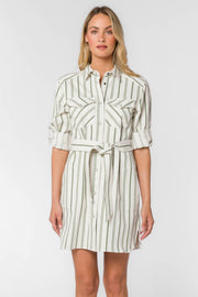 Gelsey Olive Striped Denim Dress