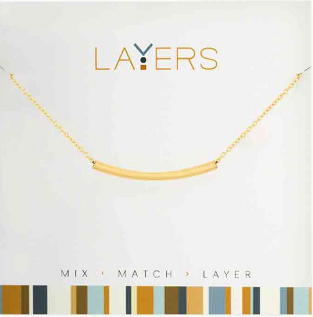 Gold Curve Bar Layers Necklace